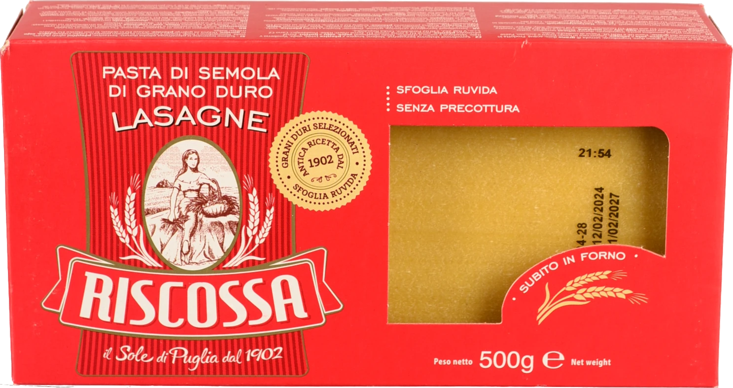 Паста Riscossa 500г лазанья з твердих сортів пшениці
