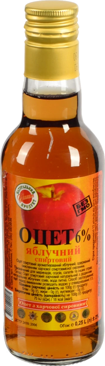 Оцет Унікон 0.25л 6% яблуко скло