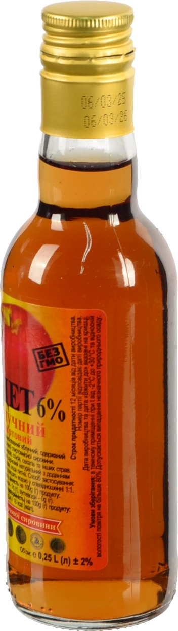 Оцет Унікон 0.25л 6% яблуко скло