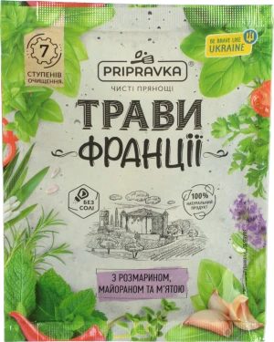 Приправа Pripravka з розмарином, майораном та м'ятою Трави Франції 10г