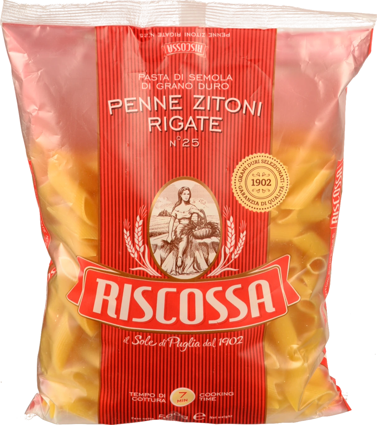 Паста Riscossa 500г пенне зітоні з твердих сортів пшениці
