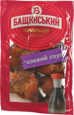 Крильця "Соєвий соус" копчено-варені, вищий ґатунок (у середовищі захисного газу ~0,300 кг, Бащинський), флоу-пак
