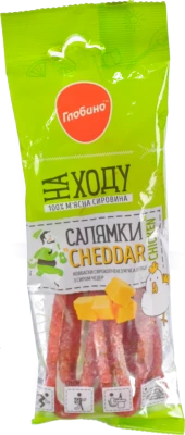 Ковбаски «Глобино» Салямки з сиром Cheddar Chicken сирокопчені вищого ґатунку, 70 г