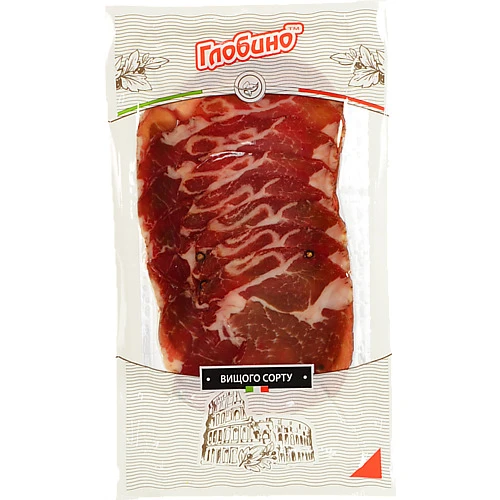 Шийка “Глобино” Італійська сиров’ялена, вищого ґатунку, нарізка, вакуумна упаковка, 80 г