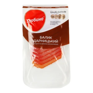 Балик Глобино Дарницький сирокопчений, вищий сорт, 80 г, вакуумна упаковка