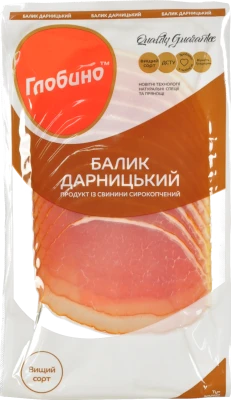 Балик Глобино Дарницький сирокопчений, вищий сорт, 80 г, вакуумна упаковка