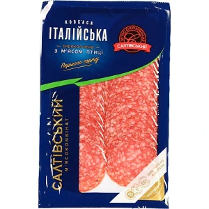 Ковбаса «Салтівський М'ясокомбінат» «Італійська» з м’ясом птиці, сирокопчена, вищий ґатунок, 80 г