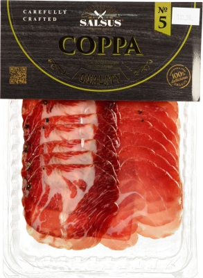 Продукт Salsus зі свинини «Коппа» сиров’ялений, вищий ґатунок, нарізка, 100 г