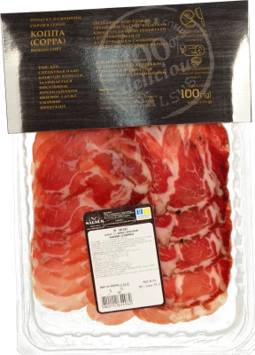 Продукт Salsus зі свинини «Коппа» сиров’ялений, вищий ґатунок, нарізка, 100 г