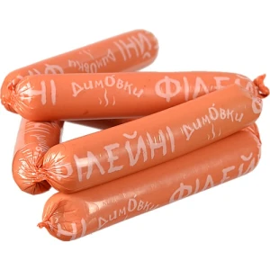 Сосиски «Димовки» «Філейні» з м’яса птиці, першого ґатунку, вакуумна упаковка