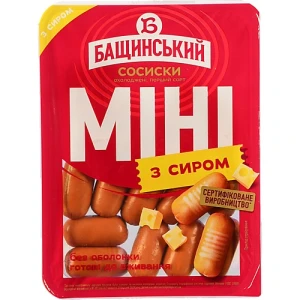 Сосиски Бащинський Міні з сиром 0.3кг лоток