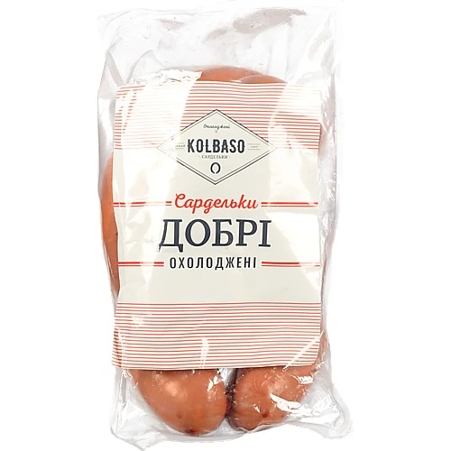 Сардельки Kolbaso Добрі, першого ґатунку, охолоджені, необгорнуті, газопакована упаковка