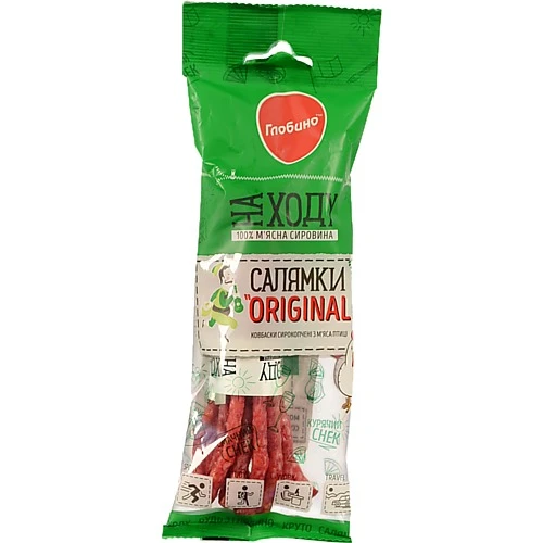 Ковбаски «Глобино» Салямки Original Chicken сирокопчені вищого ґатунку, 70 г