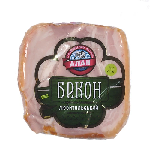 Бекон любительський “Алан” копчено-запечений, порційний, вищий гатунок