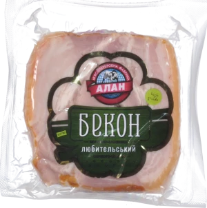 Бекон любительський “Алан” копчено-запечений, порційний, вищий гатунок