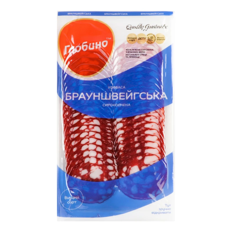 Ковбаса нарізка Брауншвейгська Глобино 80г