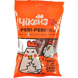 Снеки м'ясні Чікенззз Кабаноси Peri-peri з курятини варено-копчені, 180 г