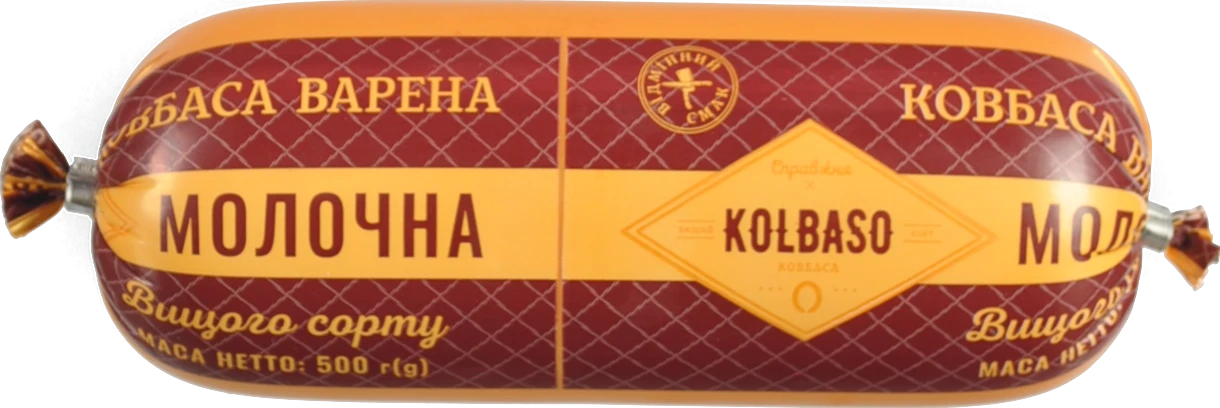 Ковбаса Kolbaso Молочна, варена, вищий сорт, полімерна оболонка, 500 г