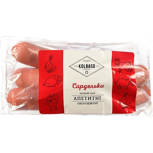 Сардельки «Апетитні» Kolbaso, першого ґатунку, вакуумна упаковка, знижка - 50%
