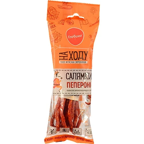 Ковбаски «Глобино» Салямки Пепероні сирокопчені, вищого ґатунку, 85 г