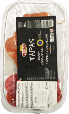 Хамон Serrano, чорізо, сальчічон Elpozo 120 г мікс нарізка