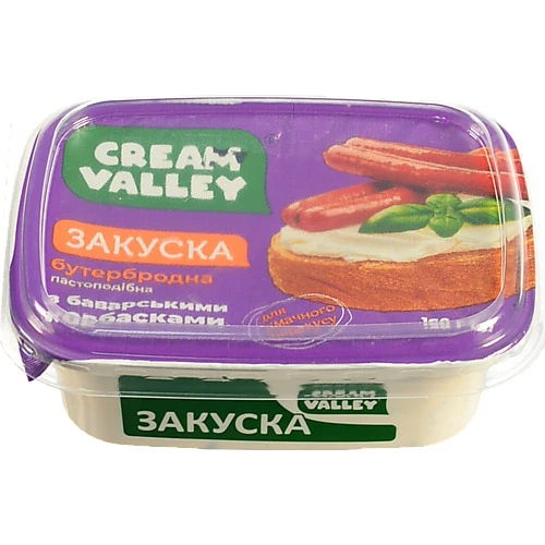 Закуска бутербродна Cream Valley “З баварськими ковбасками” пастоподібна, 160 г