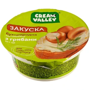 Закуска бутербродна Cream Valley “З грибами” пастоподібна, пластиковий стакан (запаяний фольгою), 85 г