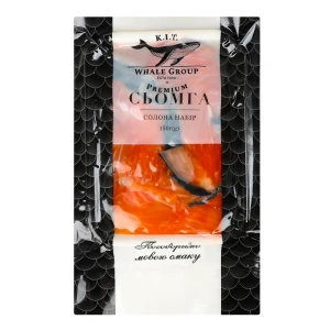 Сьомга солона обрізь з кістками та шкірою Premium К.І.Т. в/у 150г