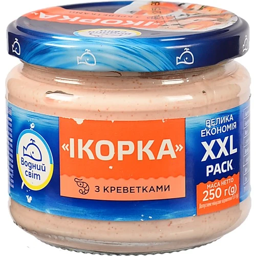 Продукт з ікрою океанічної риби та креветками пастеризований Ікорка Водний світ с/б 250г
