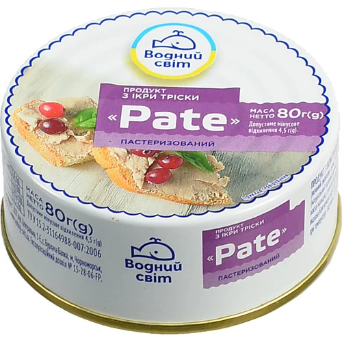 Паштет з ікри тріски Водний світ 80г