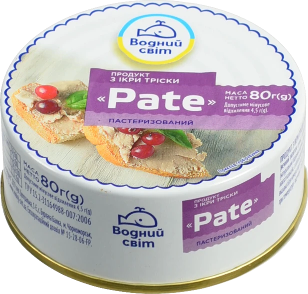 Паштет з ікри тріски Водний світ 80г