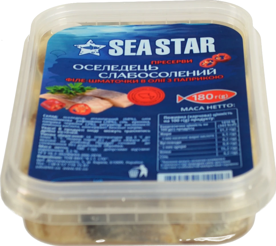 Оселедець філе Seastar 180г шматочки в олії паприка