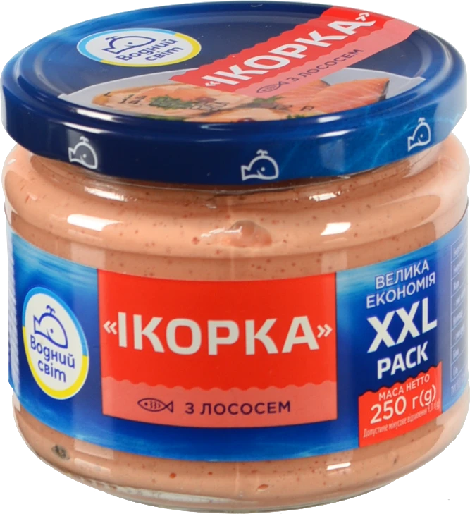 Продукт з ікрою океанічної риби та лососем пастеризований Ікорка Водний світ с/б 250г