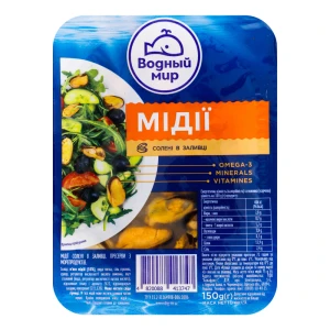 Мідії солені в розсолі Водний Світ 150г