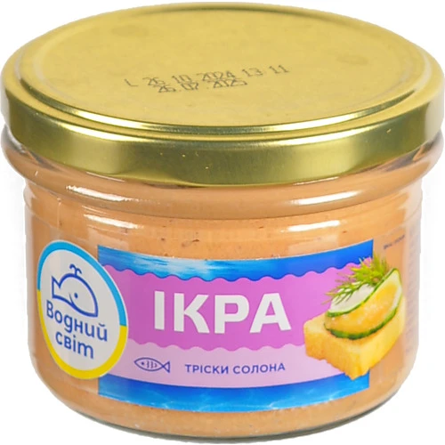 Ікра тріски солона пастеризована Водний світ 170г