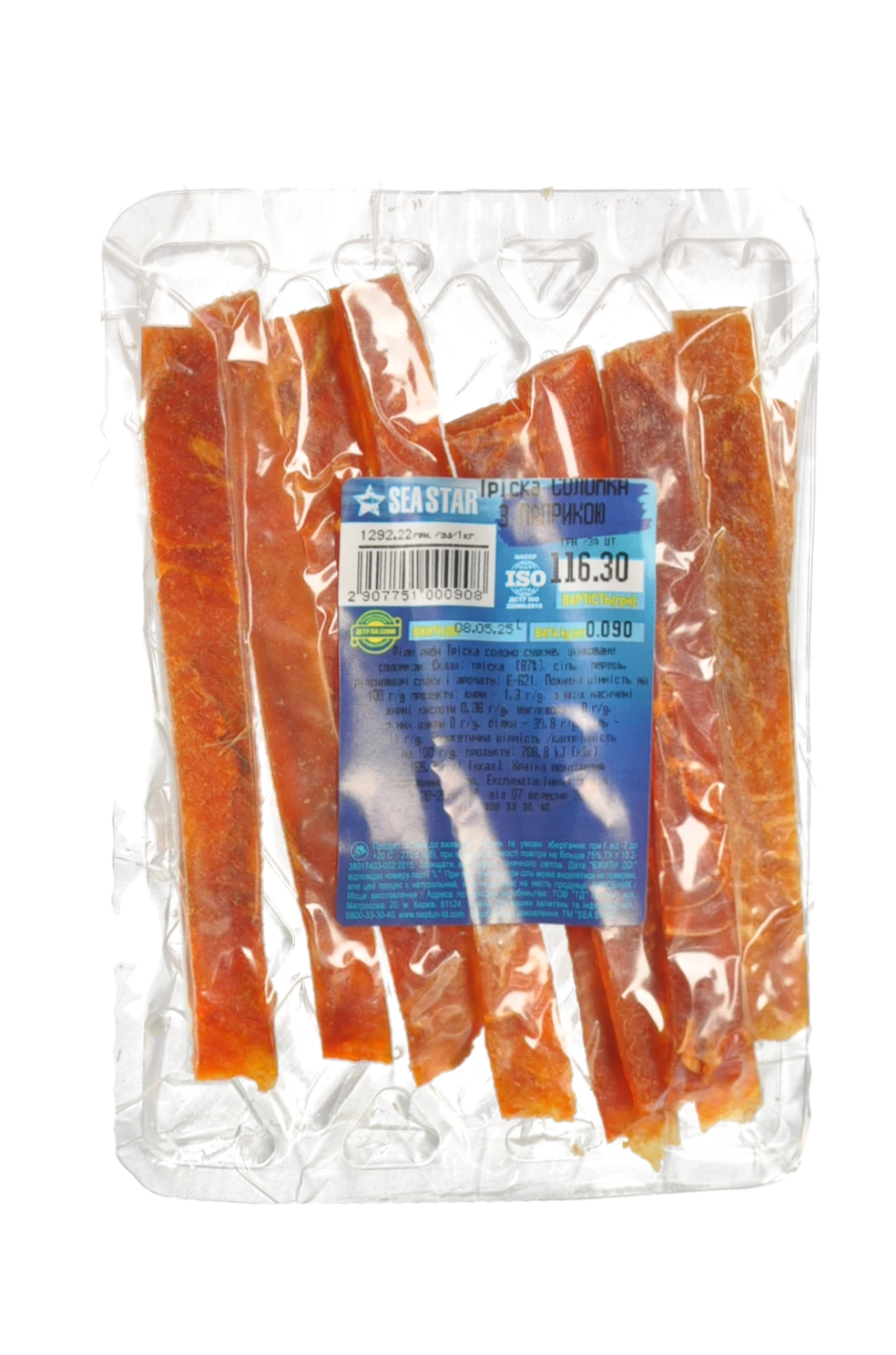 Тріска соломка Seastar з паприкою солено-сушена