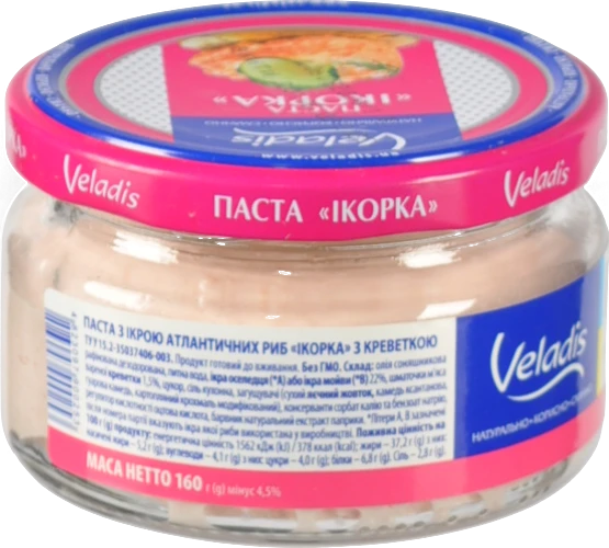 Паста Веладіс Ікорка з ікрою атлантичних риб та креветками 160г