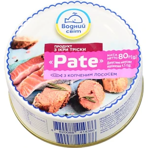 Паштет Водний Світ Pate з ікри тріски та копченого лосося 80г