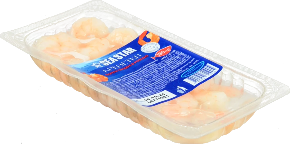 Креветки Seastar 180г варені чищені в розсолі