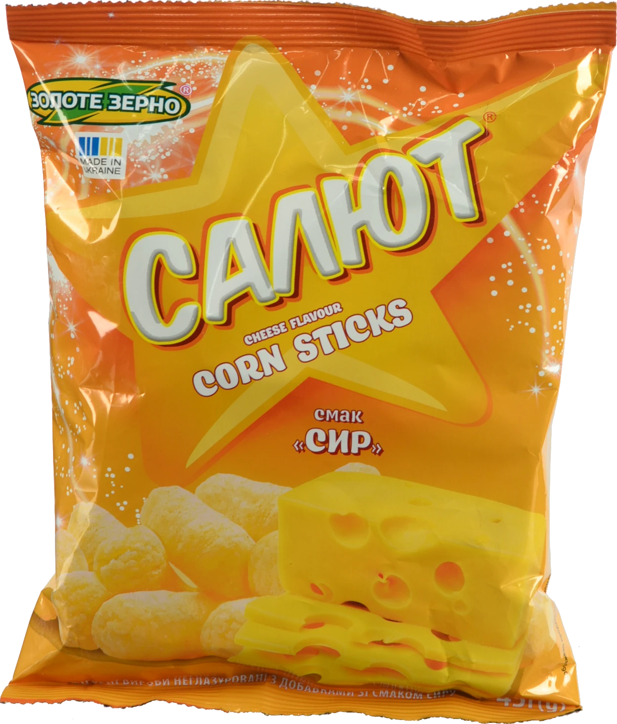 Палички кукурудзяні зі смаком сиру Салют Золоте Зерно м/у 45г