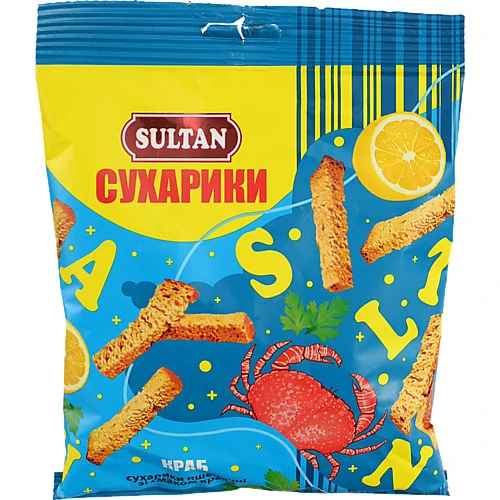 Сухарики Sultan 90г пшеничні краб
