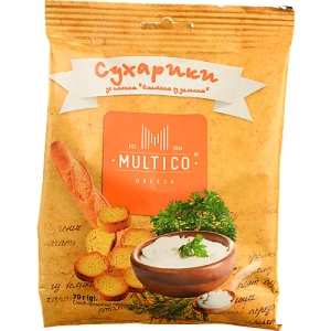 Сухарики Multico 70г пшеничні багет сметана з зеленню