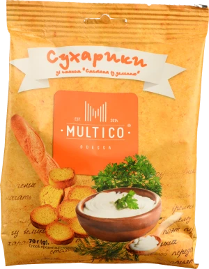 Сухарики Multico 70г пшеничні багет сметана з зеленню