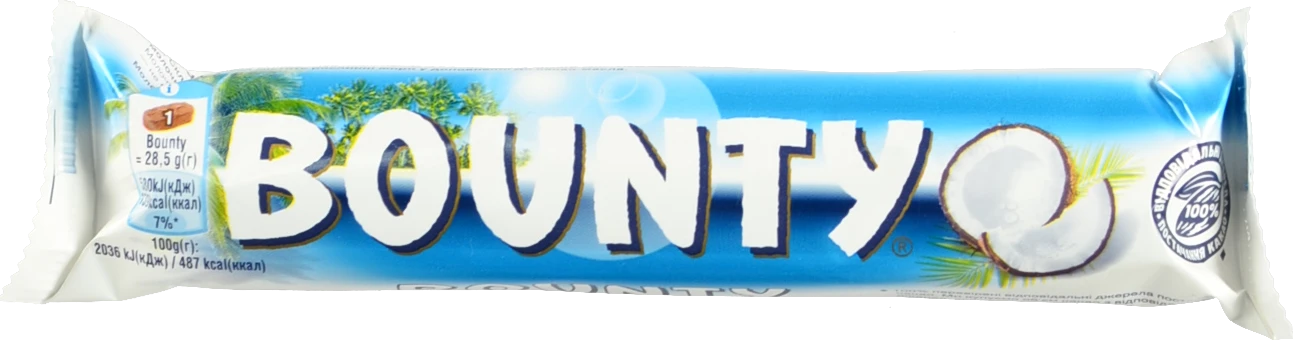Цукерка з м'якоттю кокоса вкрита молочним шоколадом Bounty м/у 2х28.5г