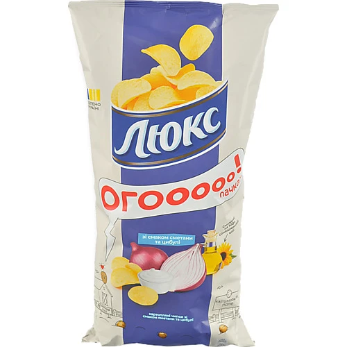 Чипси картопляні Сметана та цибуля Люкс 183г