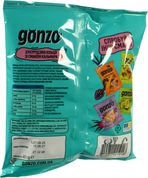 Кільця кукурудзяні зі смаком кальмара Gonzo м/у 40г