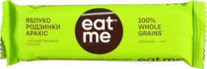 Батончик у чорній кондитерській глазурі Родзинки яблуко арахіс та злаки EatMe м/у 40г