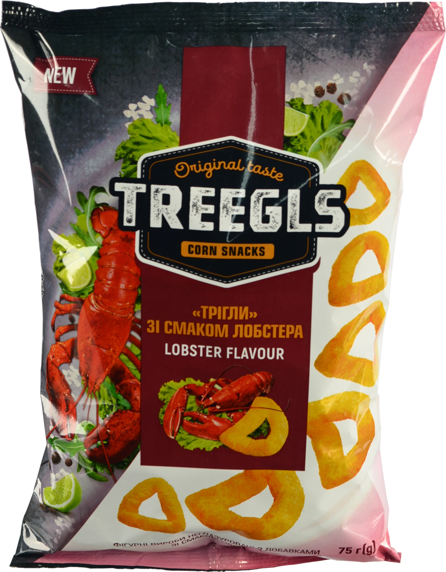 Снеки кукурудзяні Treegls 75г лобстер