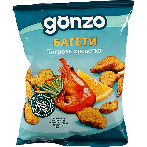 Багети пшеничні Тигрова креветка Gonzo м/у 50г