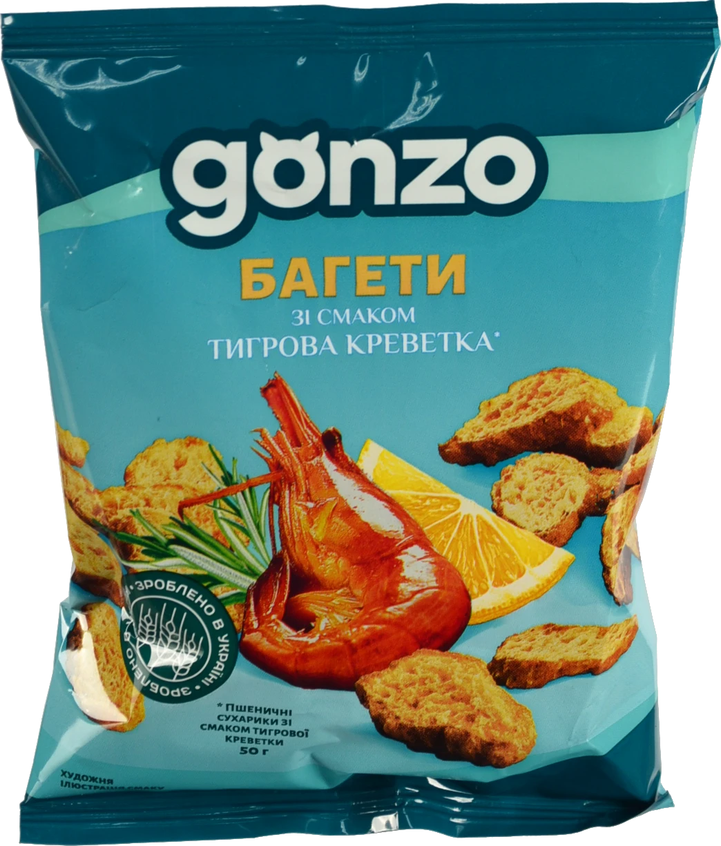 Багети пшеничні Тигрова креветка Gonzo м/у 50г